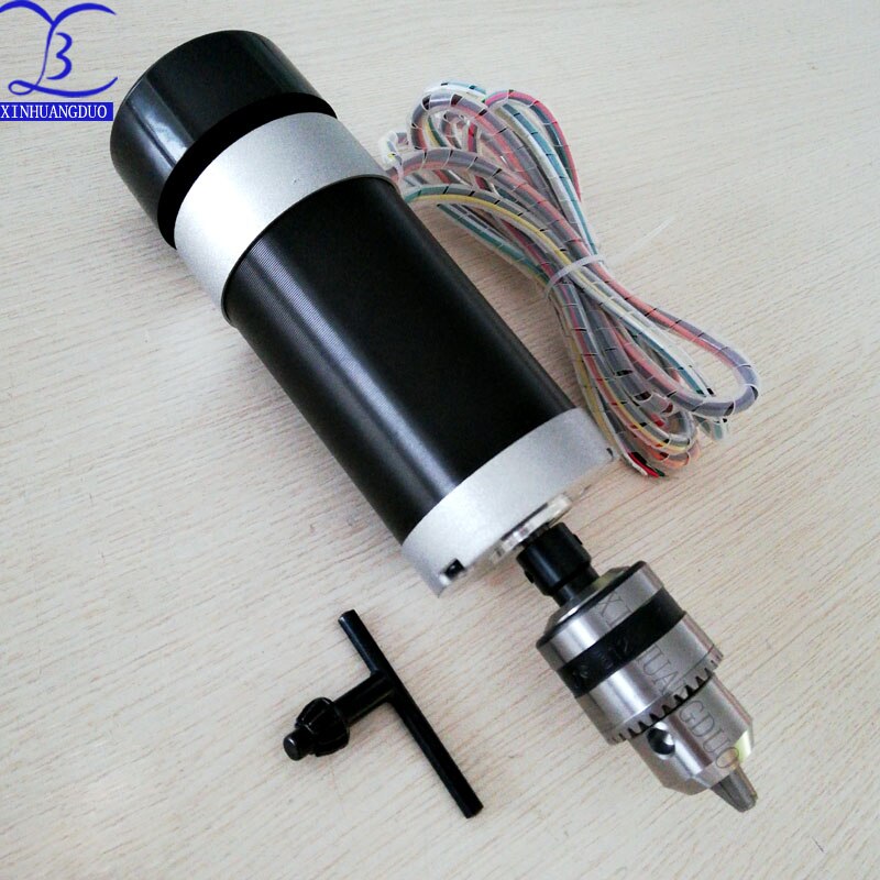 500W Brushless Motor Drill chuck 48VDC CNC Engraving Milling Air Cooled Spindle + fan Long mouth tightening 1.5 - 10