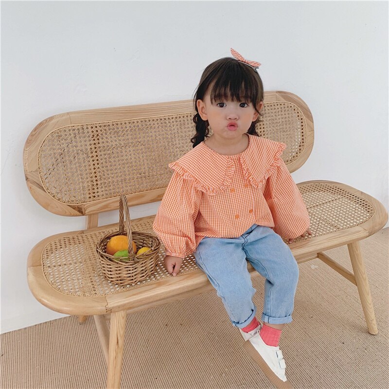 Herfst babymeisjes shirts schattige lange mouwen strepen print shirts kindertopjes shirts casual meisjes katoenen blouse 2-8y