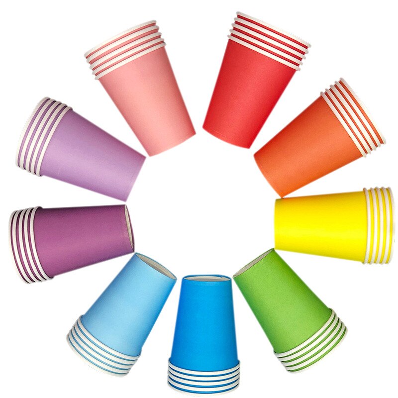 8PCS Party Pappbecher 12 Farbe Haushalt Kaffee Tasse Geschirr Home Decor Zubehör Hochzeit Decor Party