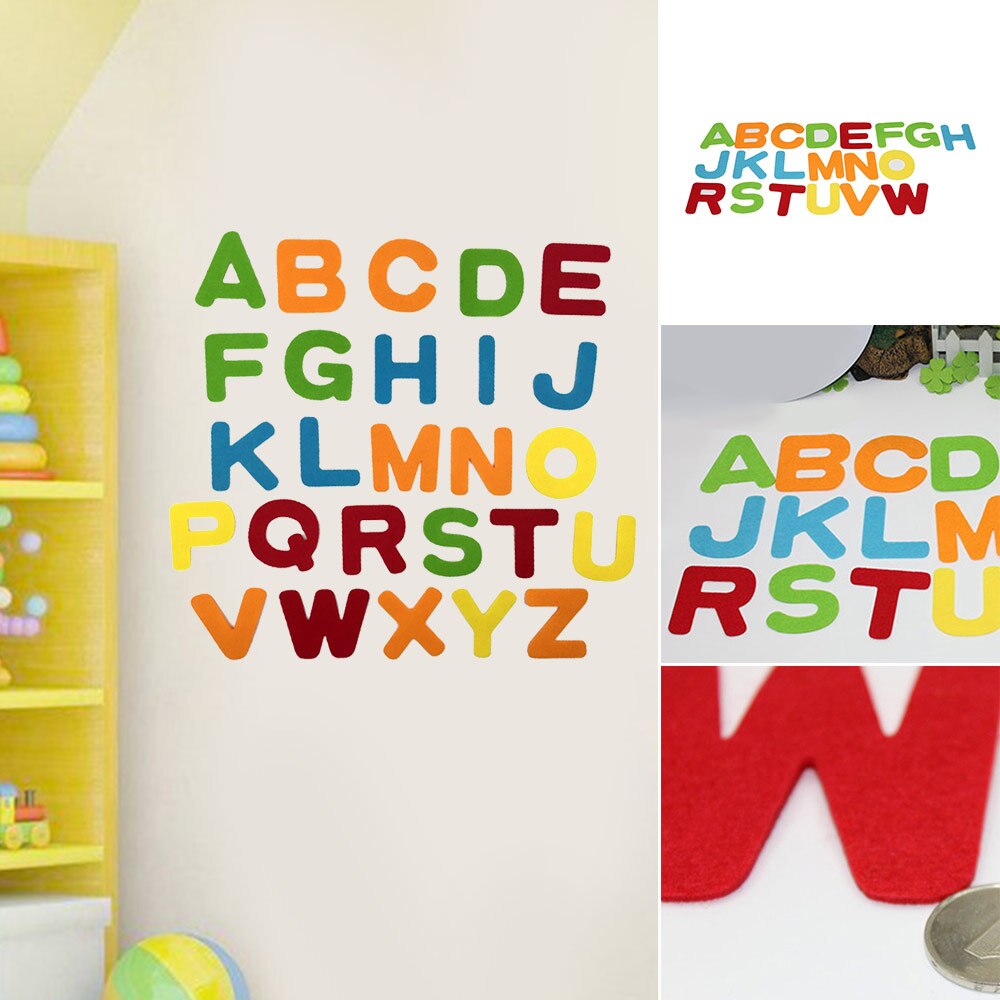 26Pcs DIY Alphabet Felt Cloth English Letters Polyester Fabrics Felt Fabric For DIY Sewing Craft Children Kids