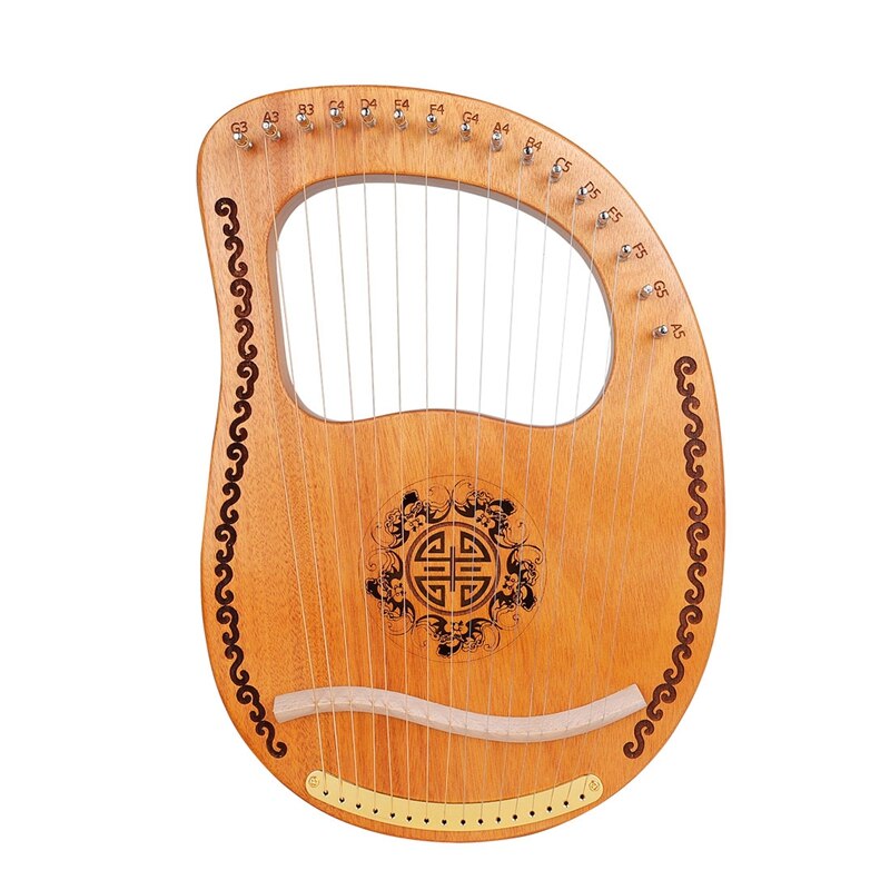 Lyre Harp, 16 String Mahogany Body String Instrument Body Instrument with Tuning Wrench