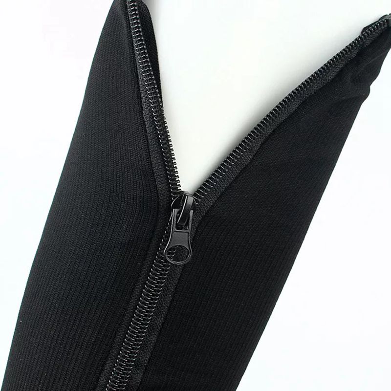2 paar compressiekousen nylon rits compressiekous been knie ondersteuning open teen voorkomen (zwart) l/xl & (kleur) s/m