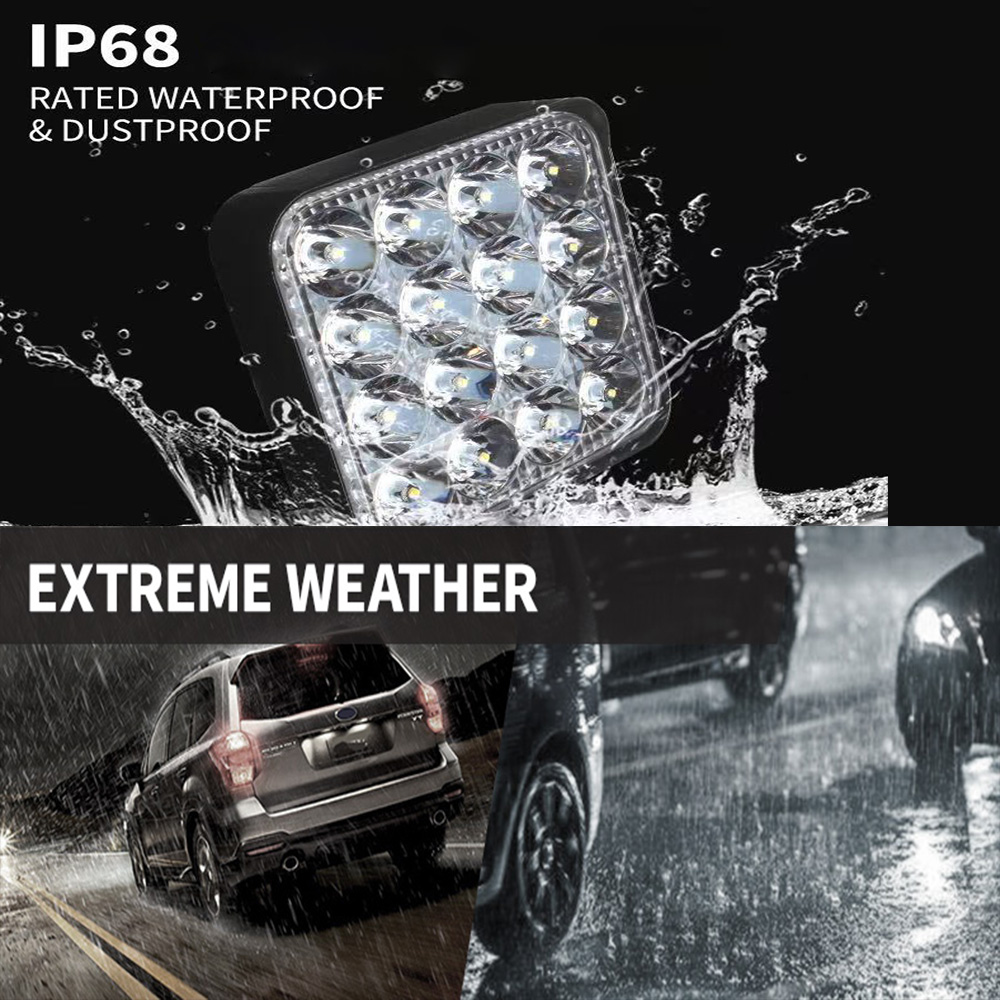 Bil ledet-lysbjelke 48w ledet-bjelker 16 barrer firkantet søkelyset offroad ledet-arbeidslys 12v 24v 27w til bil lastebil 4 x 4 4wd bil suv atv
