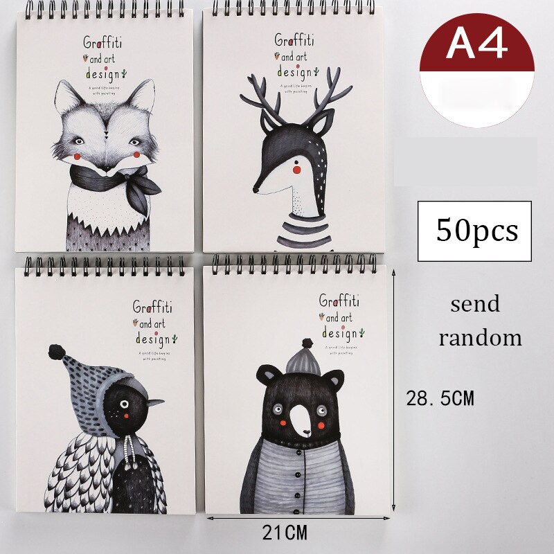 A4 Sketchbook Art Painting Book for children Sprial Notebook Kawaii Elk Graffiti DIY Drawing Book Blank Paper Planner Organizer: E
