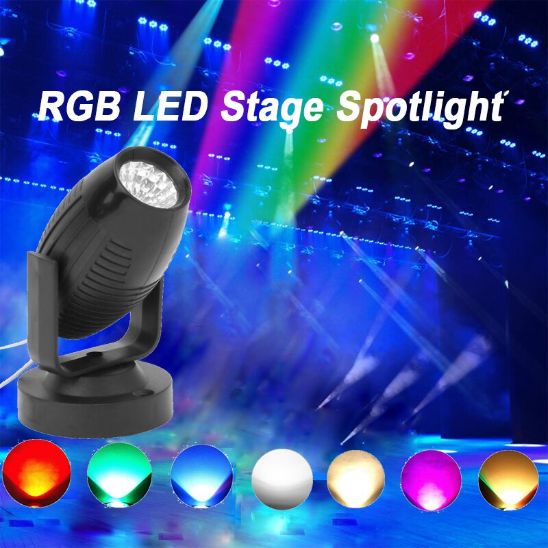 RGB LED Stage Spotlight 85-265V 360° Adjustable KTV Bar DJ Disc Party Spot Lamp Wedding Atmosphere Beam Lights Neon Night Lamp