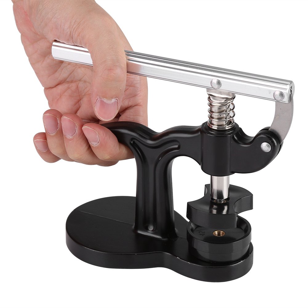 Horloge Druk Set, Case Cover Druk Closer Horlogemaker Presser Remover Houder Reparatie Tool Met 12x Sterft Zwart