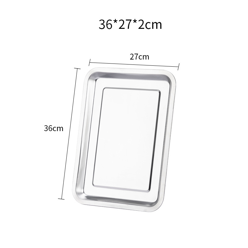 Stainless Steel Storage Metal Tray Rectangle Food Shallow Plates Serving Fruit Steaming Dish Tools Household Kitchen Accessories: Red