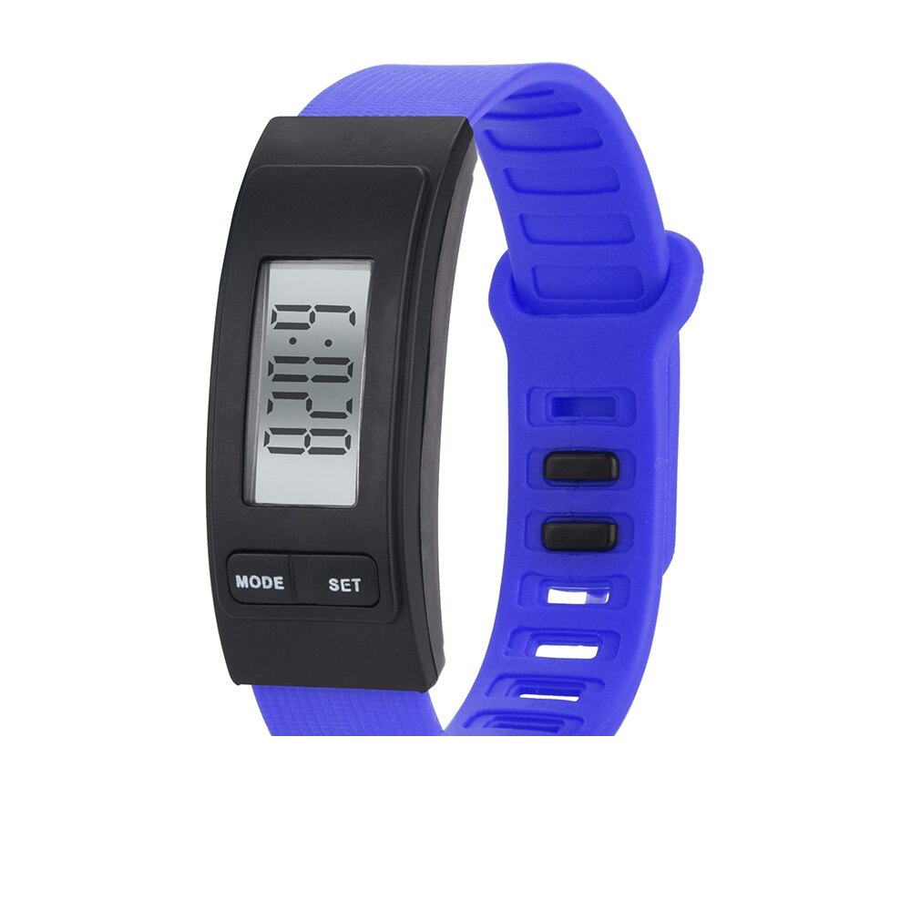 Digitaal horloge heren hardlopen stappenteller armband stappenteller calorieënteller digitaal lcd loopafstand 0619: Blauw