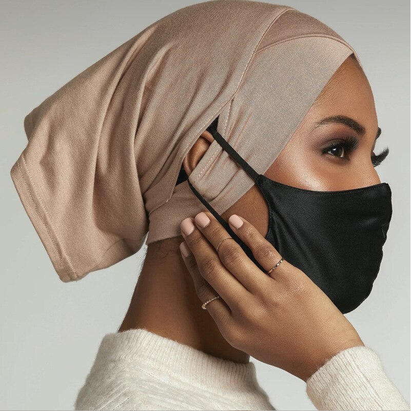 Turban torsadé intérieur Hijabs pour femmes musulmanes, couvre-chef croisé avec trous pour les oreilles, vêtements ethniques, casquette, masque, enveloppe de tête pour dames islamiques