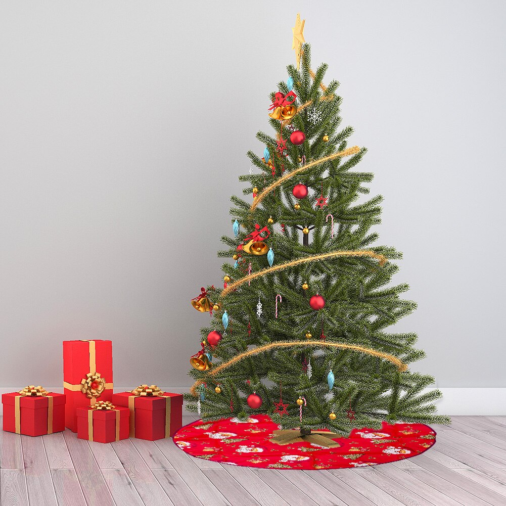 90cm Christmas Tree Skirt Cloth Santa ClausBase Tree Apron Festive Xmas Party Props Christmas Decorations for Tree