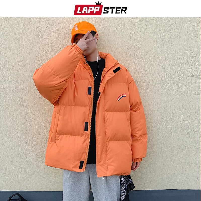 LAPPSTER Männer Regenbogen Dicken Blase Mantel Parka Herren Street Hip Hop Winter Jacken Mäntel Männlichen Warme Koreanische Puffer Jacken