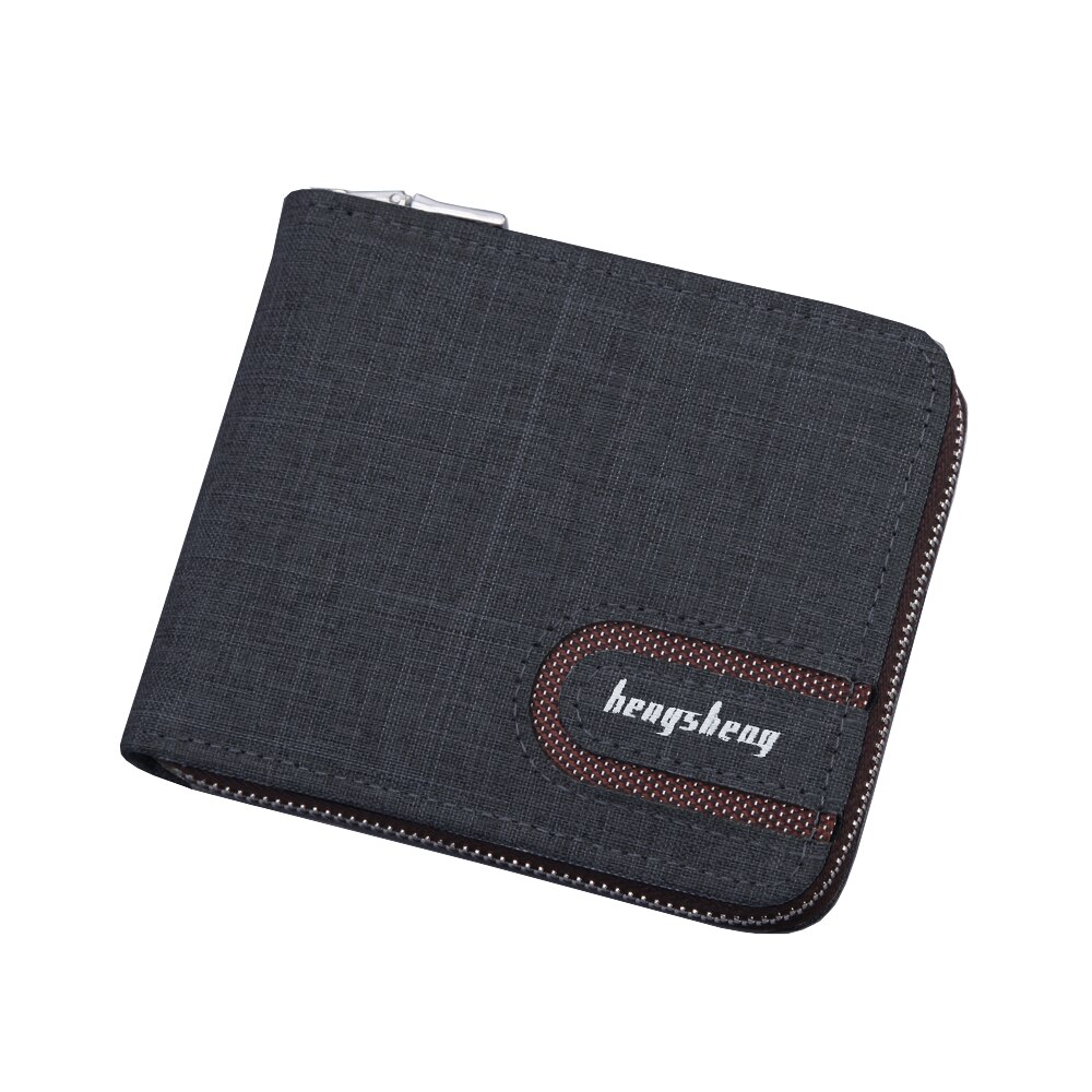 men's wallet Vintage zipper canvas cross-section multi-function wallet tide short men's wallet Coin purse carteira masculina: black