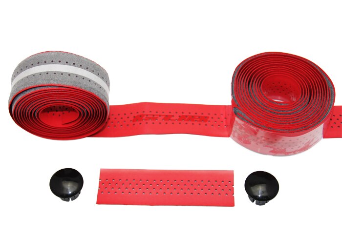 Cinta para manillar de bicicleta, novedad, cinturón con asa colorida de para ciclismo, cinta para manillar con tapón, 1 par: red