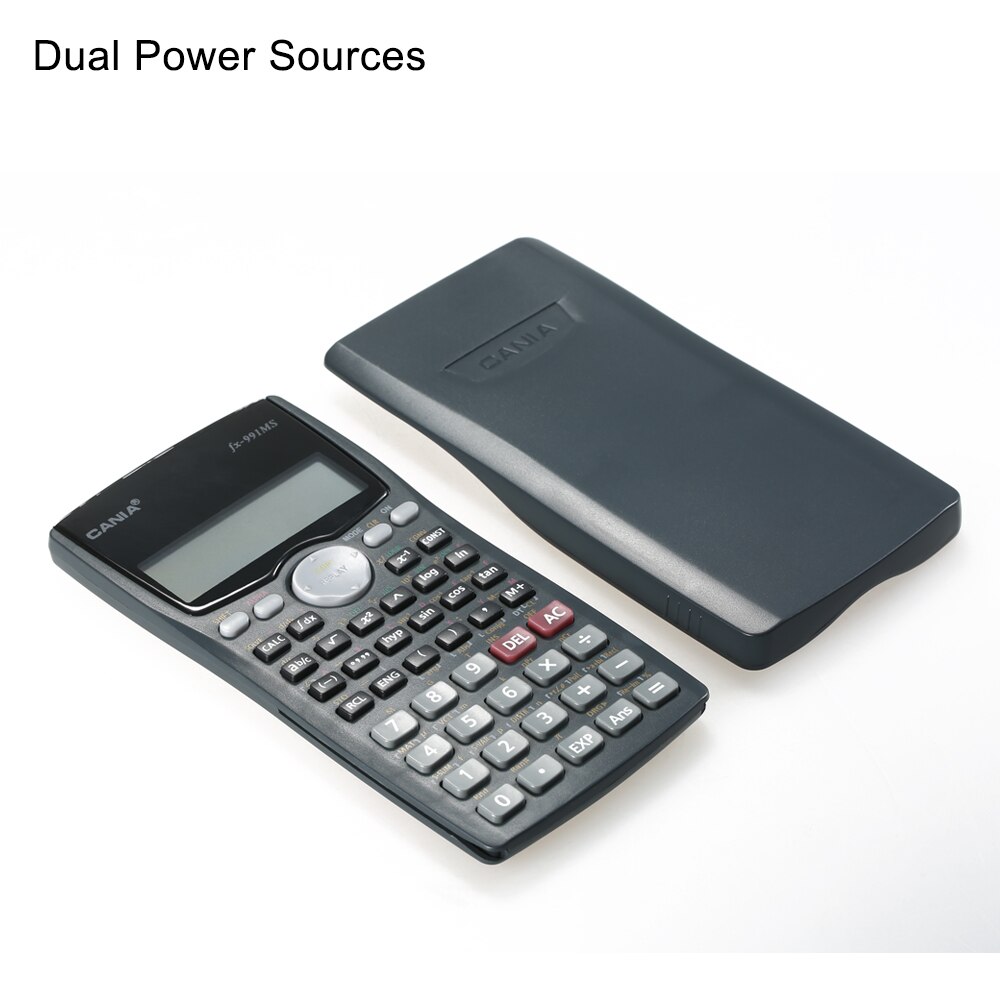 Scientific Calculator Counter 401 Functions Matrix Dot Vector Equation Calculate Solar and Battery Dual Powered 2 Line Display