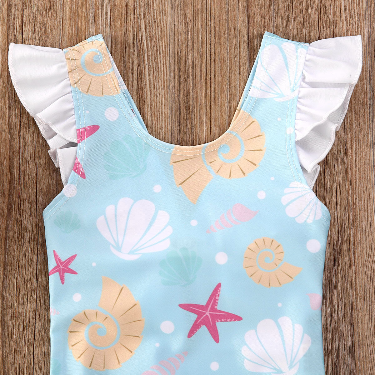 Newest Summer Swimsuit Newborn Infant Baby Girl Shell Print Swimsuit Swimwear Ruffle Swimming Colorful One Piece Bikini