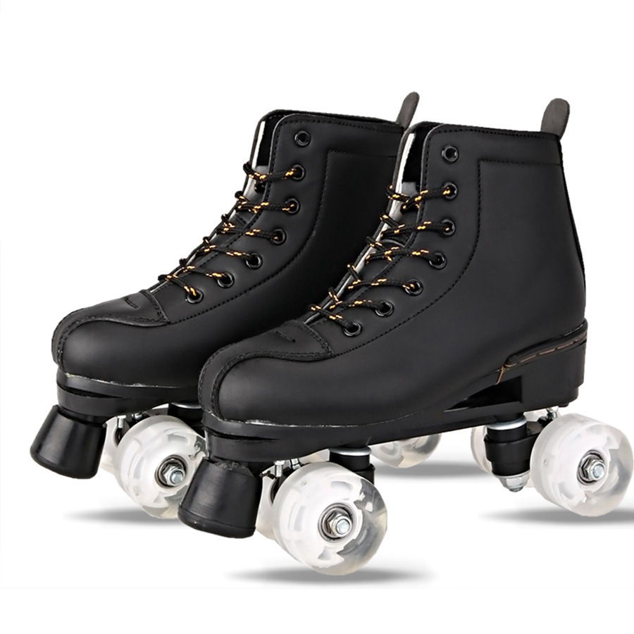 Patines Japy de cuero Artificial, Patines de doble línea, para mujer, hombre, Adulto, dos líneas, Patines con PU blanco, 4 ruedas
