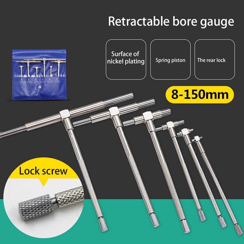 Telescoping Gauge Set 8-150mm (5/16"-6") Hole Gauge Internal Gauge Micrometer For Quick Inside Measuring Tools 6pcs/set
