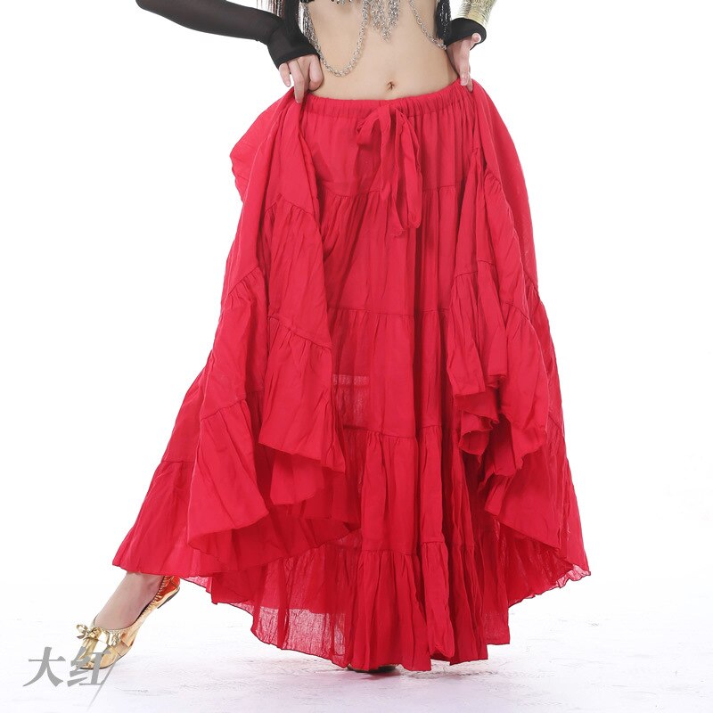 Falda larga de gitana para mujer, falda de danza del vientre, falda Tribal para danza del vientre de 16 metros, falda de ATS, Ropa de baile para adultos: Red