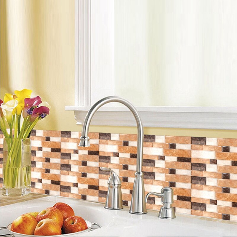 Simulation Tile Wall Sticker Mosaic Effect Self-Adhesive Wallpaper Frame (20CM Width x 20CM Length) Simulation Tile Sticker x 1