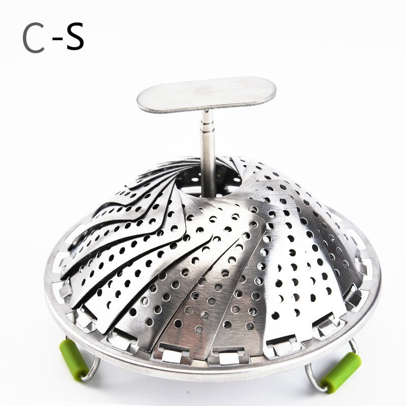 Foldeskål damp rustfrit stål mad damper kurv mesh vegetabilsk komfur damper udvideligt køkkenredskab til madlavning af damp: Cs