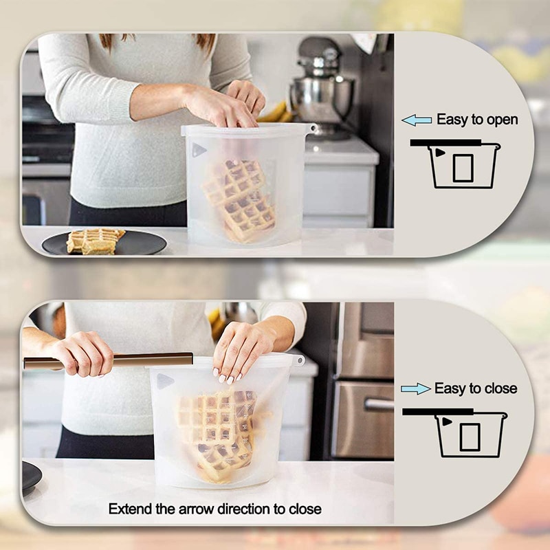 Extra Large 4000ml Silicone Food Saver Bags Reusable Silicone Food Storage Bag Sandwich, Liquid, Snack, Meat, Vegetable