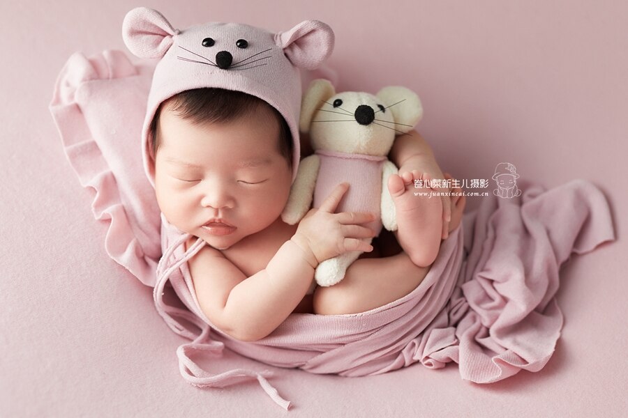 4 stk / sæt nyfødte fotografering rekvisitter baby mus wrap wrap, animal baby wrap til fotostudie baby skyde tilbehør