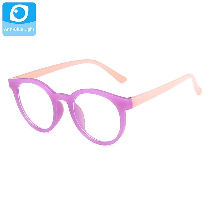 Gafas de protección contra luz azul redonda ultraligera, montura para niños, lentes transparentes, gafas para niños, gafas para niños, gafas para niñas: PP