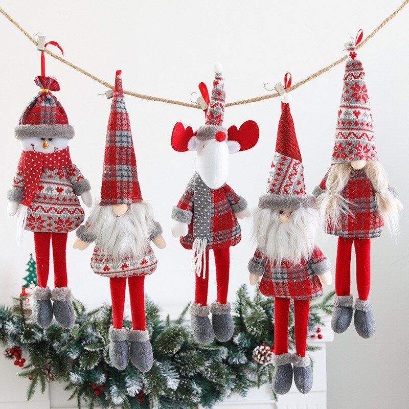 5 stk sød juledekoration sidder langt ben uden ansigt alf dukke dekorationer til hjemmet år til børn jul legetøj