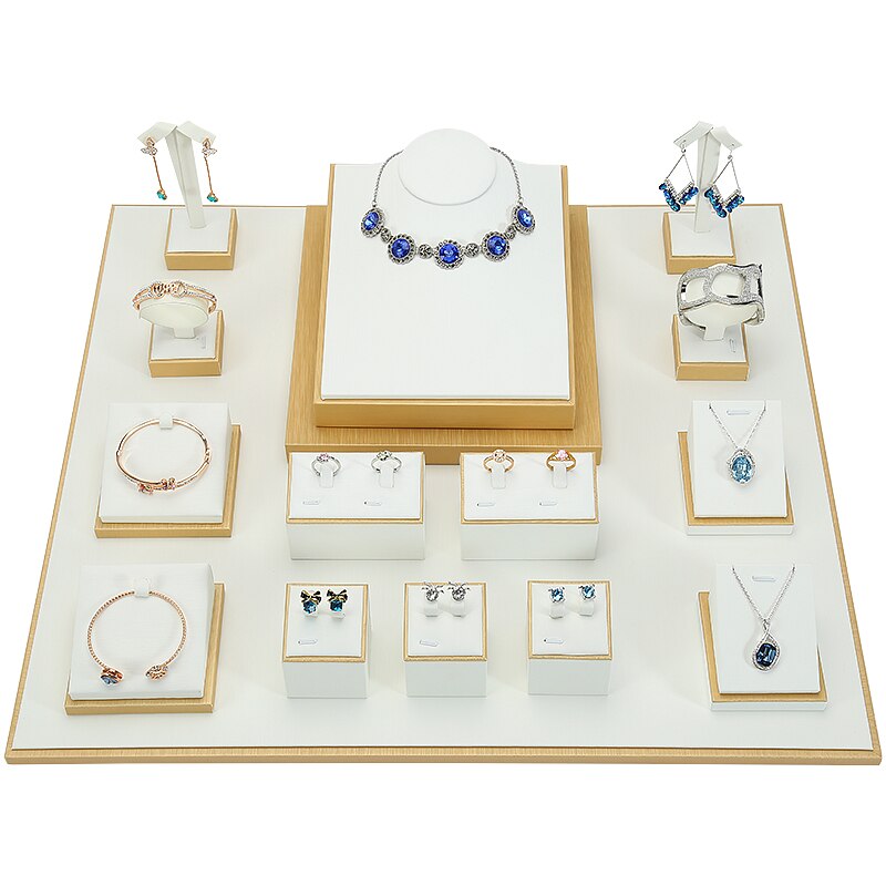 DIGU luxury jewelry display earrings rings pendants window showcase leather storage jewelry display