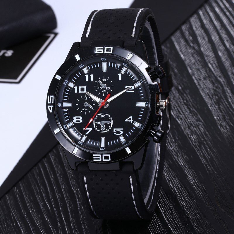 Horloge Mannen Horloges Roestvrij Staal Waterdicht Datum Lederen Band Sport Quartz Horloge Relogio Masculino: Black