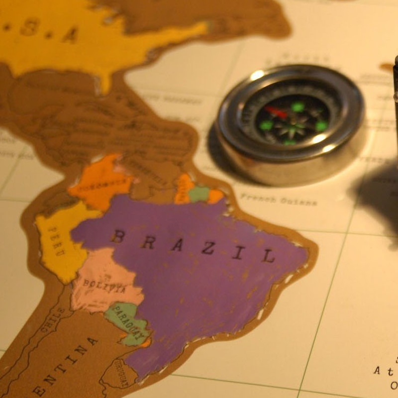 1Piece Deluxe White Scratch Off World Map 88x 52cm White Map Scratch With Cylinder Packing Room Decoration Wall Stickers