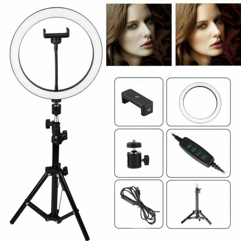 Fill Light Tripod LED Ring Lamp Mobile Phone Holder Kit Selfie Photography Beauty Lamp