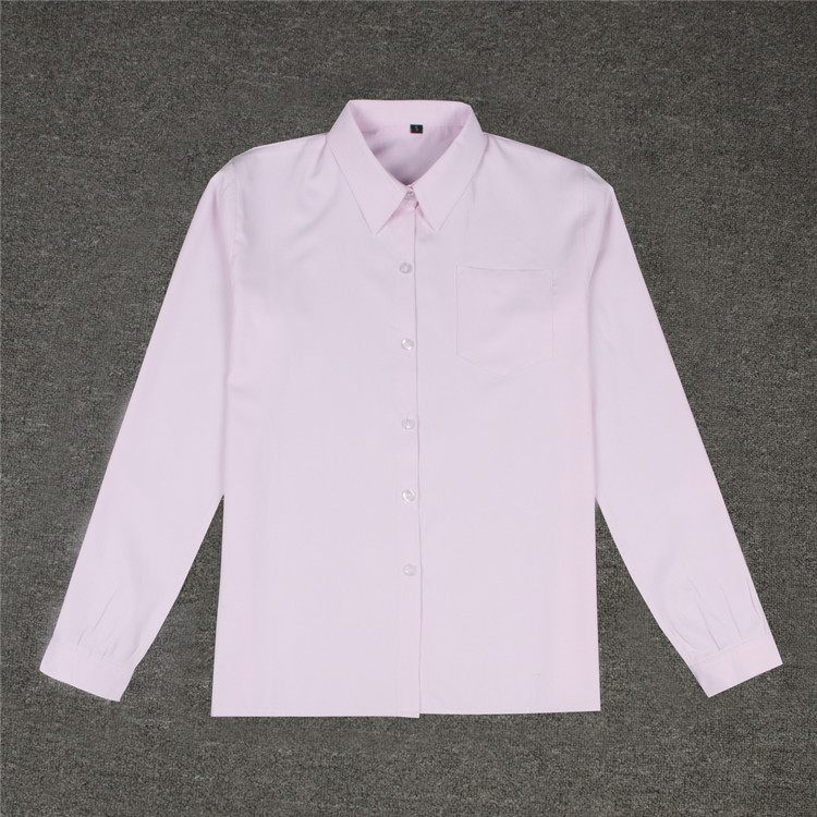 White Cotton Japanese Student Girls School Jk Uniform Top Large-Size XS-5XL Middle High School Uniforms Long Sleeve White Shirt: Pink / 4XL