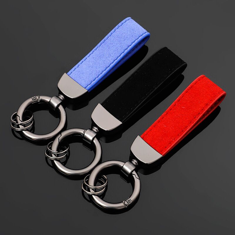 LLavero de cuero de ante para Mercedes Benz, llaveros de lujo con hebilla circular de cuero, rojo, azul y negro, para el coche