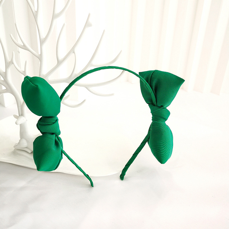 Serre-tête à Double nœud papillon pour filles, serre-tête coréen, accessoires de cheveux, tendance, mignon, mobile, en peluche: green