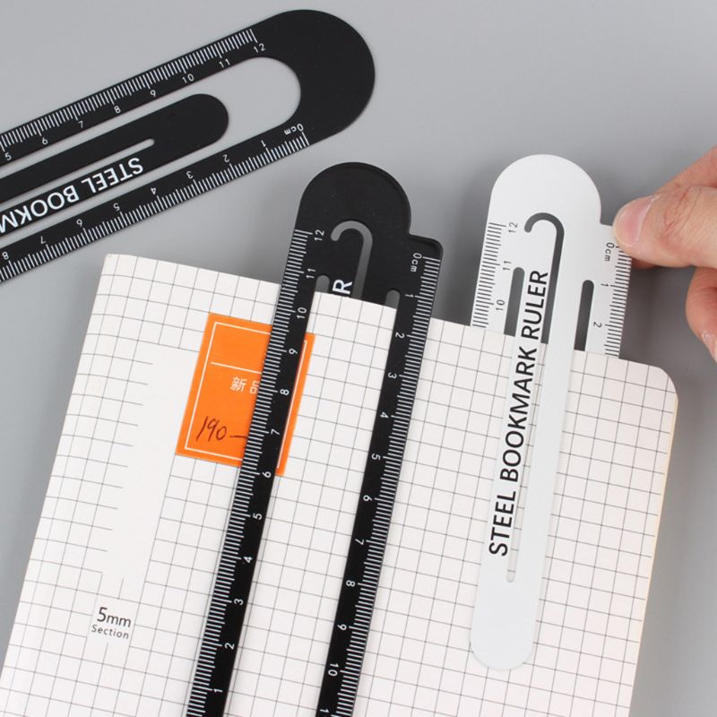 12cm Paperclip Bookmark Ruler Metal Black White Markers Drawing Ruler Measuring Ruler Scale Tool 1014