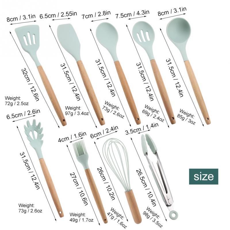 Ustensiles de cuisine en Silicone bleu | 9 pièces/ensemble ustensiles de cuisine, ustensiles de cuisine, ustensiles de cuisine, seau de rangement des outils de cuisine non inclus