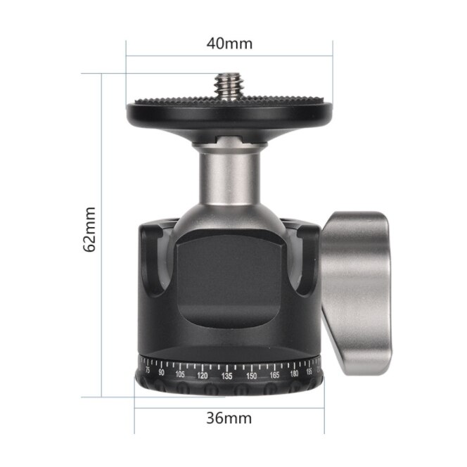 D-25 CNC Machining Double Notch Ball Head Mini Ball Head Low Center of Gravity for Tripod Monopod for Canon Nikon Sony DSLR