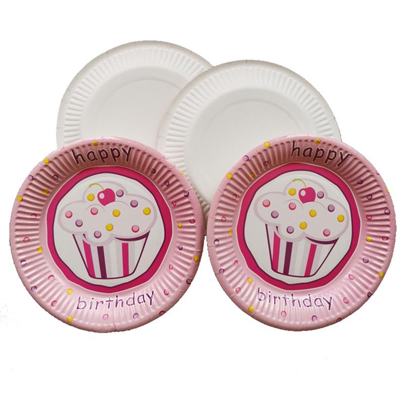10pcs 7inch Round Paper Plate Disposable Cake Dessert Plates Birthday Party Supplies For Baby Child Party decorations