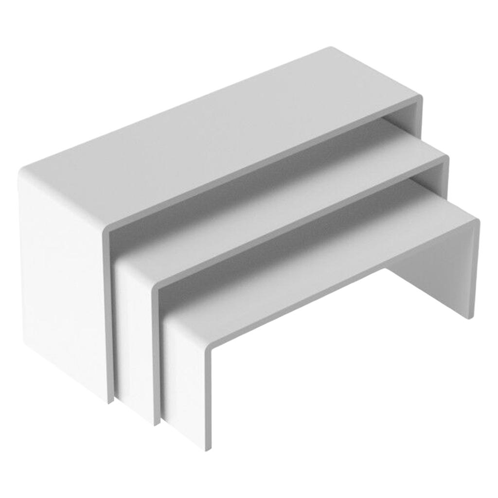 Soportes acrílicos de escalera, estante de exhibición escalonado, organizador de almacenamiento, de modelos para juguetes hechos a mano, coleccionables, figuras, coche, 3 piezas: Blanco