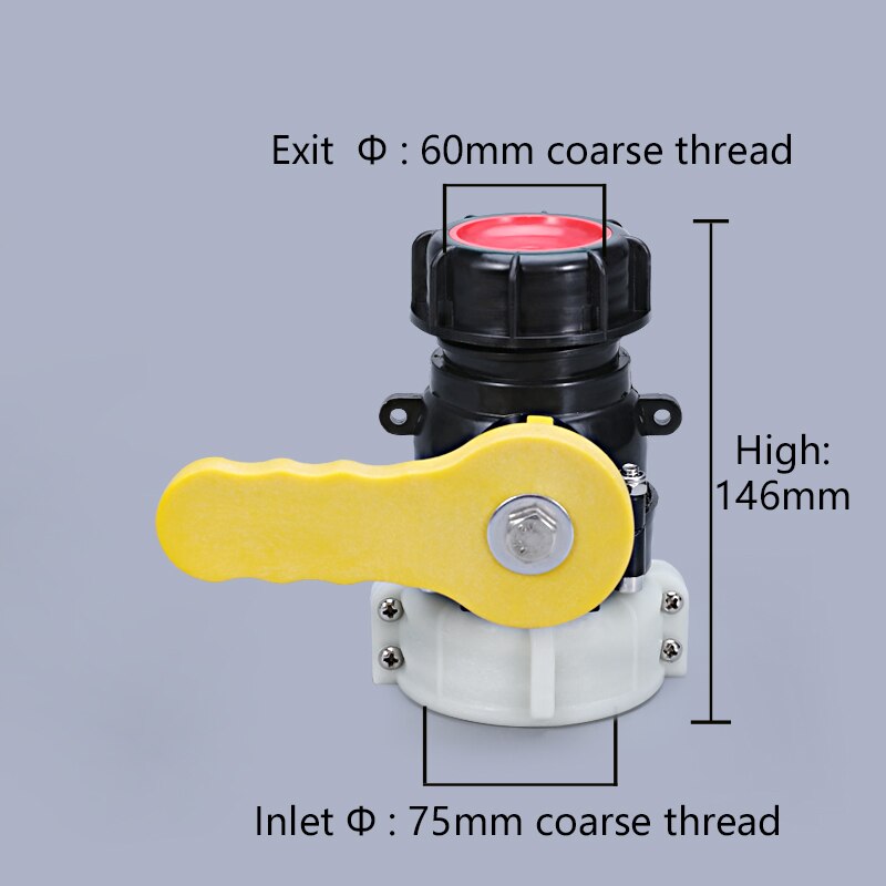Plastic DN50 Ball Valve 1000L IBC tank valve Adapter: Default Title