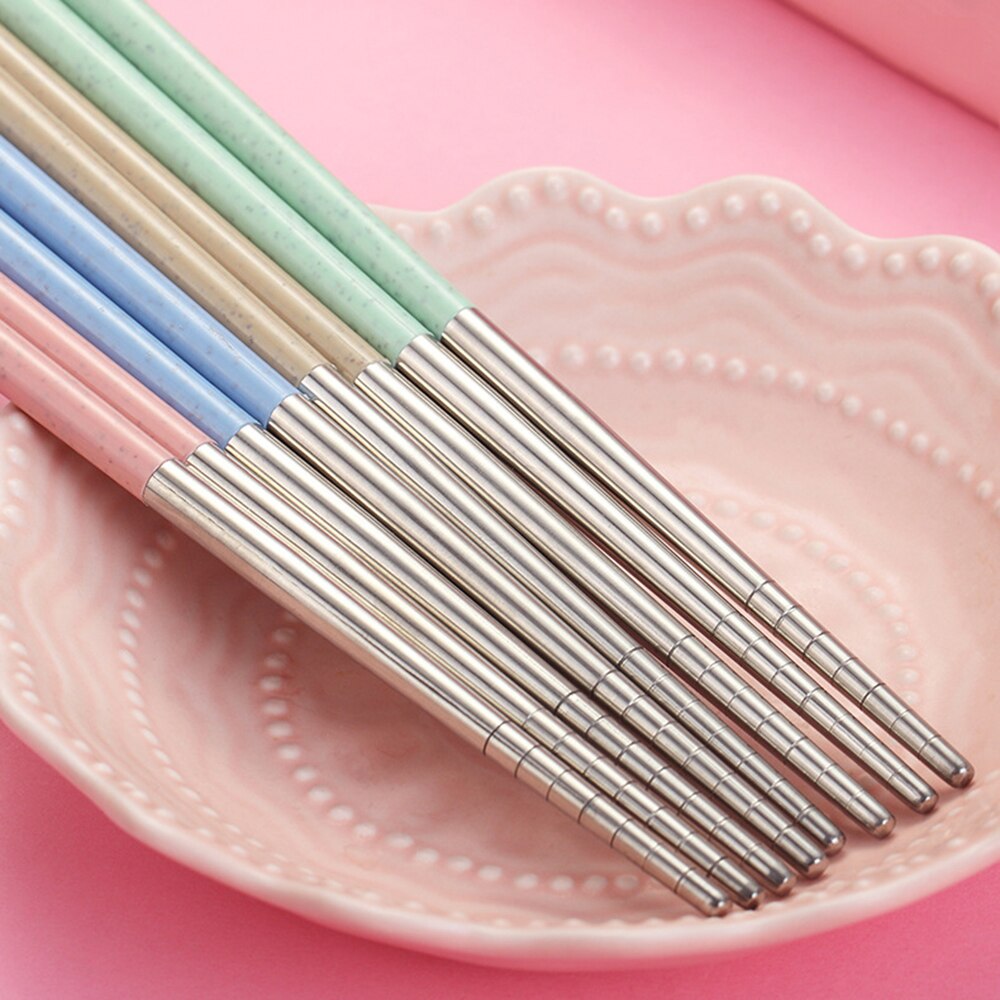 304 baguettes en acier inoxydable portable étudiant voyage baguettes réutilisables japonais sushi bento baguettes avec boîte de rangement