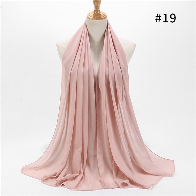 1 pc kvinnor vanlig bubbel chiffong scarf wrap guld glänsande glitter enfärgade sjalar pannband muslimska hijabs halsdukar/scarf 20 färger