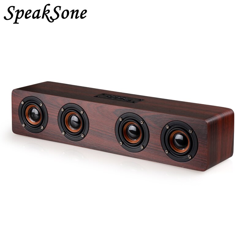 Houten Computer Speakers Draadloze Bluetooth 5.0 Luidsprekers Wekker 4 Speakers Geluid Bar Tv Echo Muur Home Theater Sound System