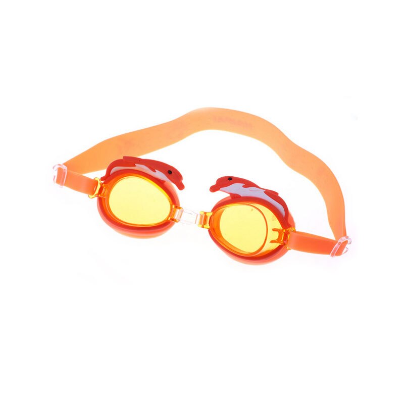 Gafas de natación antiniebla para niños, lentes impermeables con de delfín, de silicona y dibujos animados: Naranja