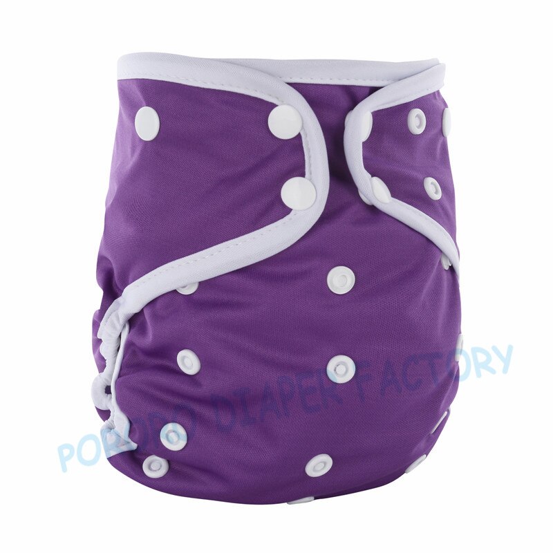 PORORO all in one baby cloth diaper with bamboo inserts, waterproof PUL AIO size adjustable nappies with white color binding: 504