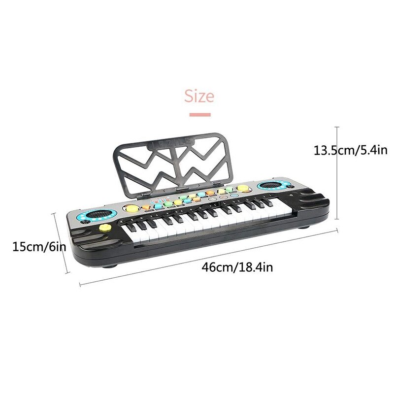 32 Keys Electronic Keyboard Piano for Kids LED Music Portable Teaching Keyboard Toy with Microphone Musical Instrument