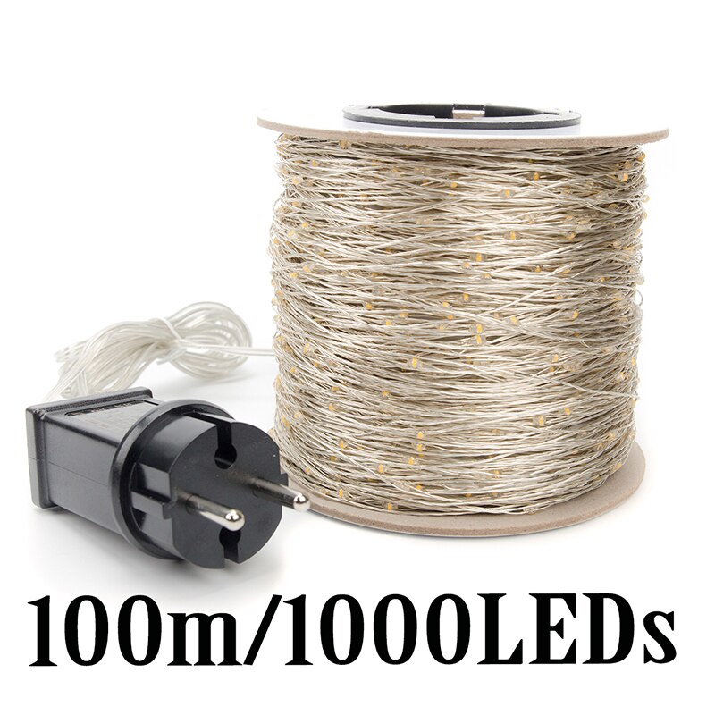 LONGEST LED String Lights 50 100Meters street garland Light Waterproof Outdoor Christmas Fairy Lights Wedding Decoration: 100Meters 1000LEDs / White