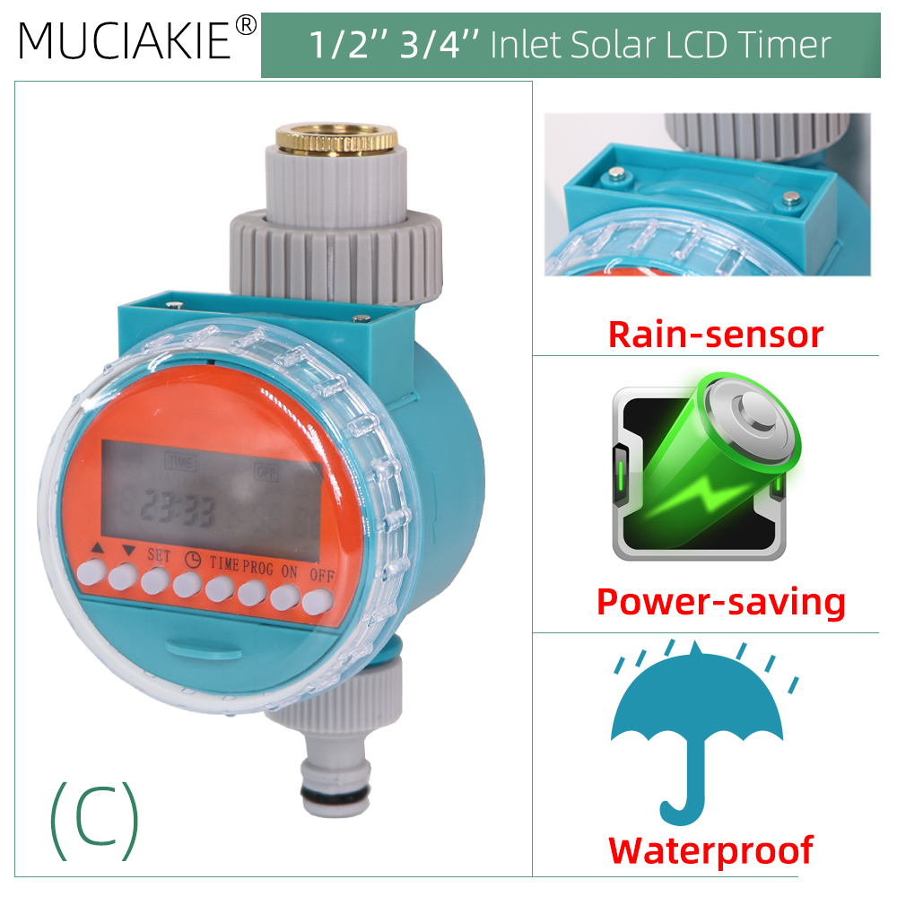 Garden Rain Sensing Watering Timer LED Display Automatic System Electronic Controller Lawn Greenhouse Plant Irrigation Sprinkler: C