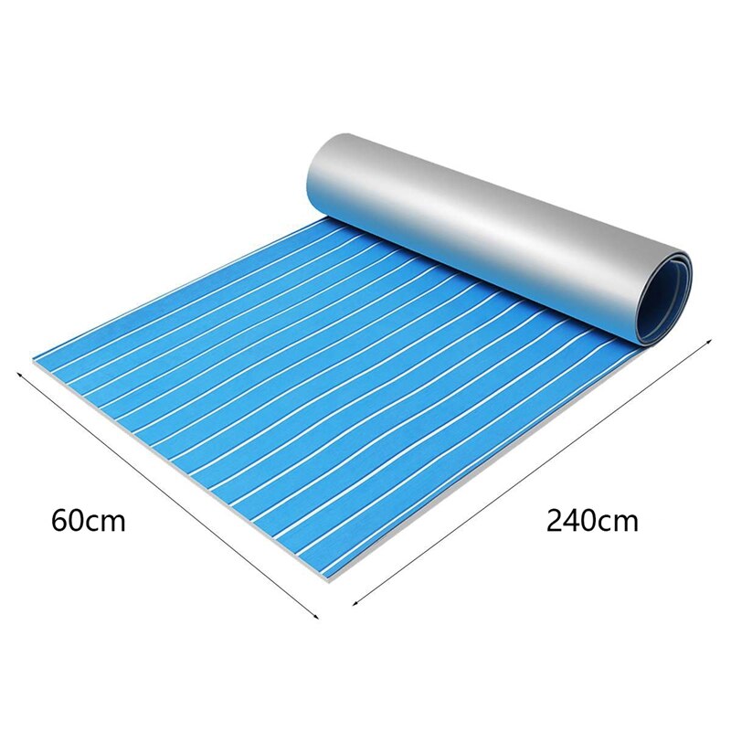 Feuille de teck en mousse EVA auto-adhésive 240X60cm Yacht tapis de sol en mousse synthétique bleu avec ligne blanche
